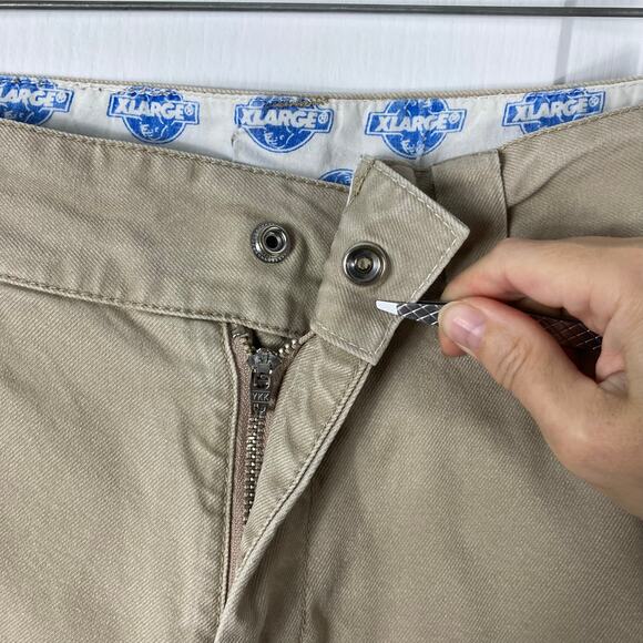 XLARGE Pants Men W32, Beige,Logo-Print,Zip,Pocket,Cotton100% - Picture 6 of 16